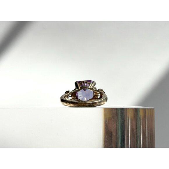 Amethyst Semi-Precious Gemstone Filigree 295 Sterling Silver Vintage Ring - sz 8 - Picture 5 of 10
